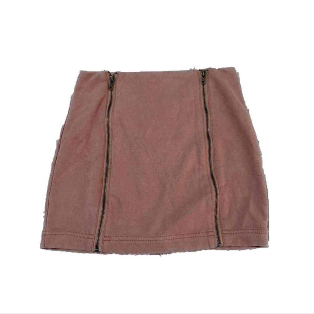 Tinseltown Dusty Mauve Double-Zip Mini Skirt